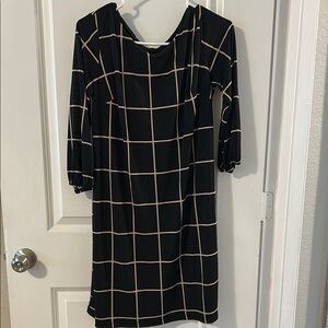 Enfocus Studio Black Dress with Tan Grid Pattern